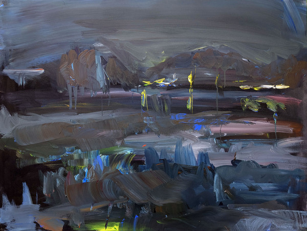 Maxence Haution, <i>Peinture de nuit 3</i>, 2025, acrylique sur toile, 80 x 105 cm. - Maxence Haution