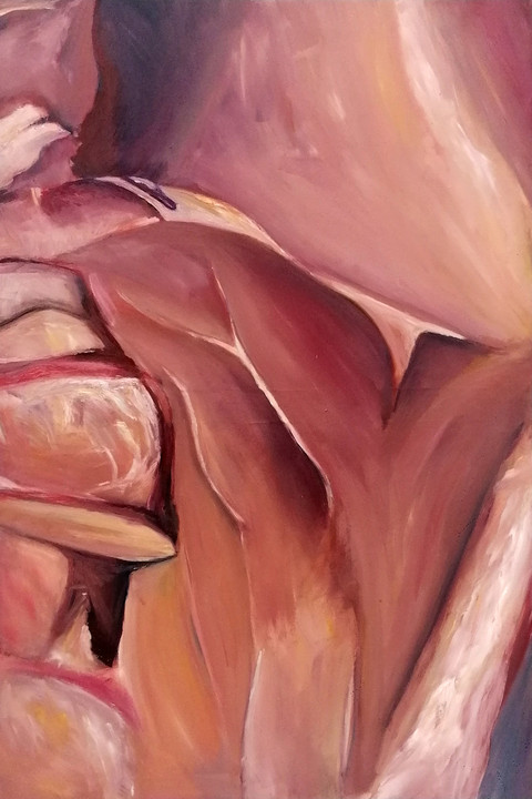 Maxence Haution, <i>Étude de viande 2</i>, 2024, huile sur toile, 150 x 100 cm. - Maxence Haution