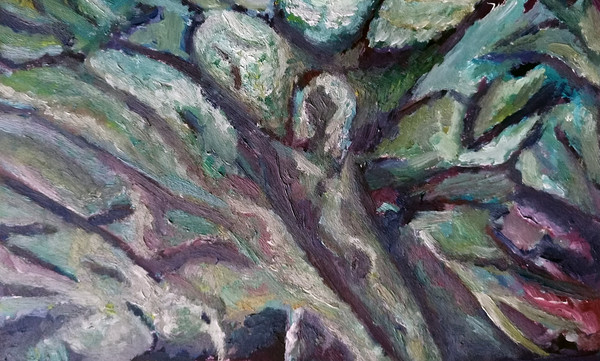 Maxence Haution, <i>Étude d'éponge 1</i>, 2024, acrylique sur toile, 30 x 20 cm. - Maxence Haution