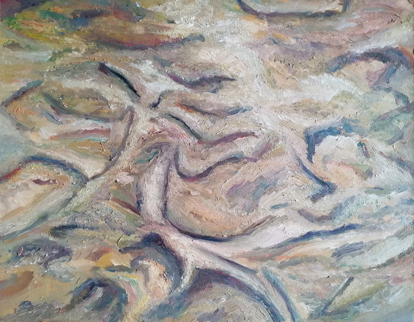 Maxence Haution, <i>Étude d'éponge 1</i>, 2024, acrylique sur toile, 50 x 30 cm. - Maxence Haution