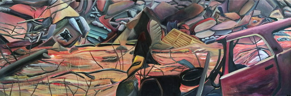 Maxence Haution, <i>Champ de ruine</i>, 2024, acrylique sur papier, 300 x 100 cm. - Maxence Haution