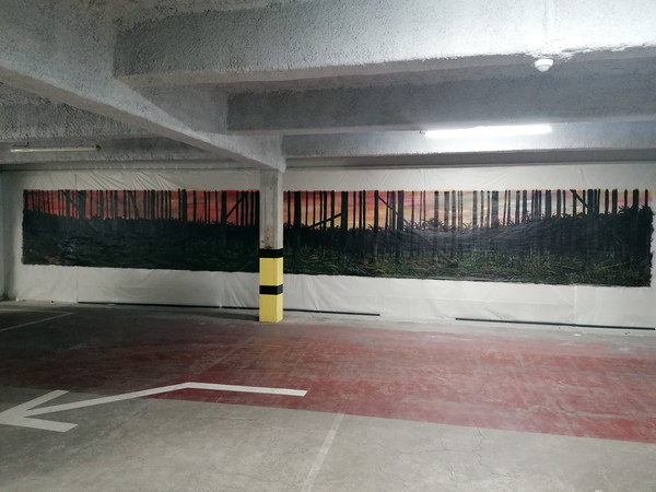 Maxence Haution, <i>La Transcendance nocturne</i>, 2024, acrylique sur papier, 10 x 1,5 m. - Maxence Haution