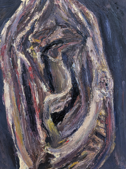 Maxence Haution, <i>Étude d'une charogne 3</i>, 2025, huile sur papier, 45 x 60 cm. - Maxence Haution