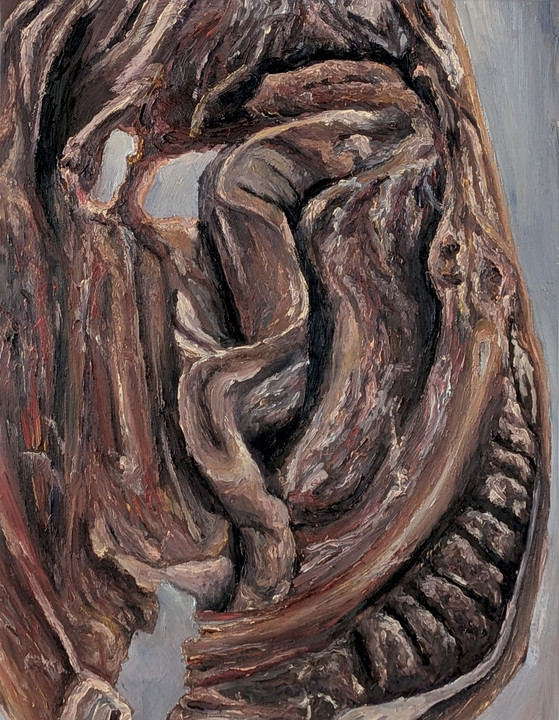 Maxence Haution, <i>Étude d'une charogne 4</i>, 2025, huile sur papier, 45 x 60 cm. - Maxence Haution